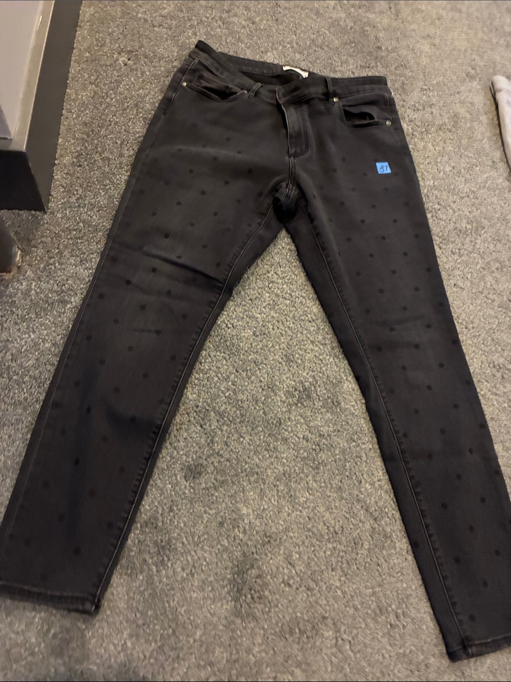 LOFT Black Slim Straight Jeans with Subtle Polka Dot Texture curvy skinny #37